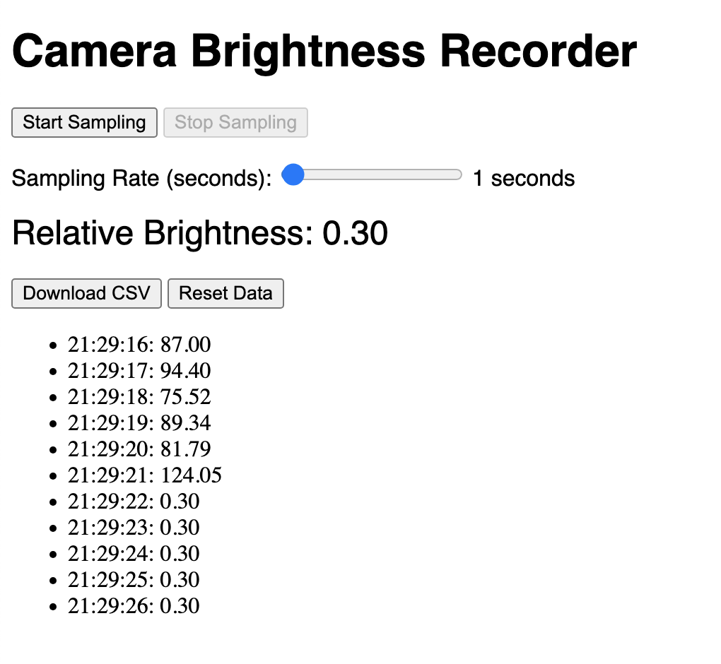 Camera Brightness Recorder